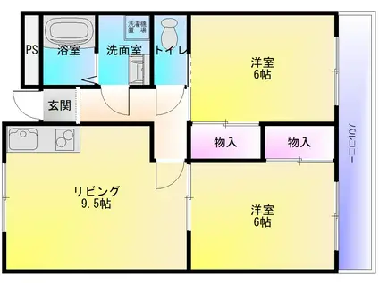 ルネ・アルマーニ(2LDK/2階)の間取り写真