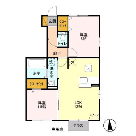 セタンドール緑町(2SLDK/1階)の間取り写真
