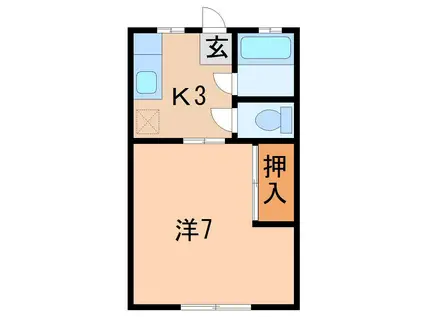 ヒルトップコーポA(1K/2階)の間取り写真