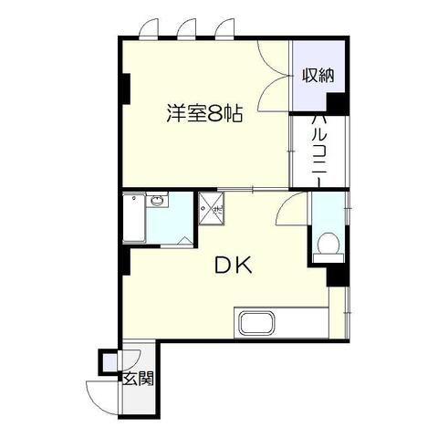 フローリスト87(1DK/3階)の間取り写真
