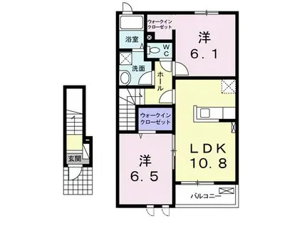 コットン ヴィラ・ノースII(2LDK/2階)の間取り写真