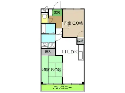 ボーヴィラージュ和田II A棟(2LDK/2階)の間取り写真