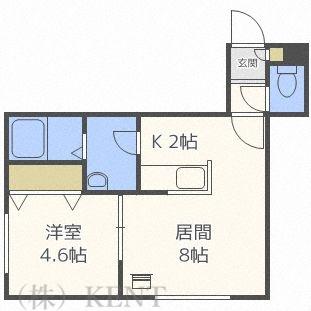 ウエストブルー(1LDK/2階)の間取り写真