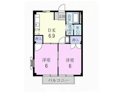 エレガンスながら(2DK/1階)の間取り写真