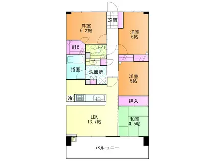 ゼファー太田本町プリンシア(4LDK/5階)の間取り写真
