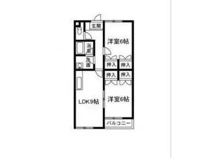 アサミハイツA(2LDK/2階)の間取り写真