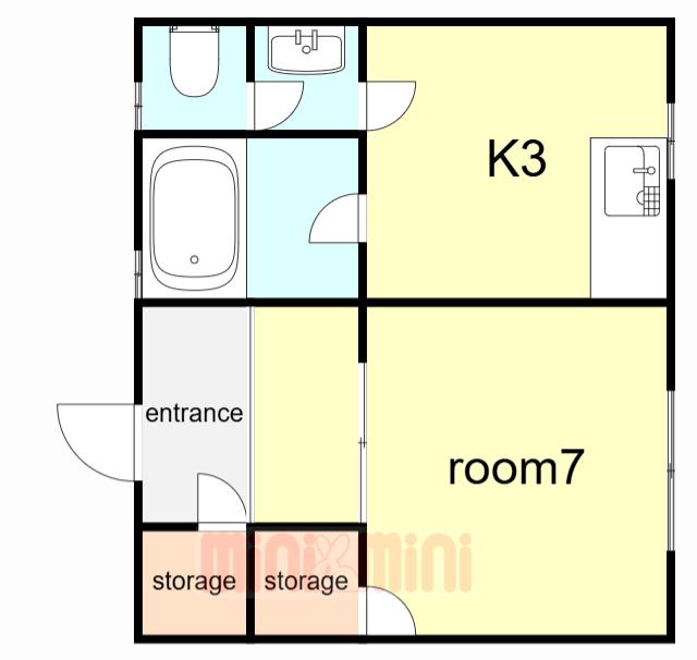 荒四湊川マンション(1K/3階)の間取り写真
