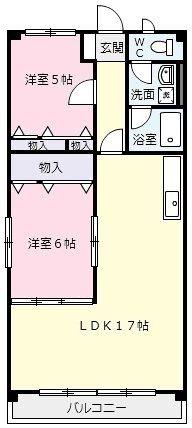 サンライトヒルズ(2LDK/2階)の間取り写真