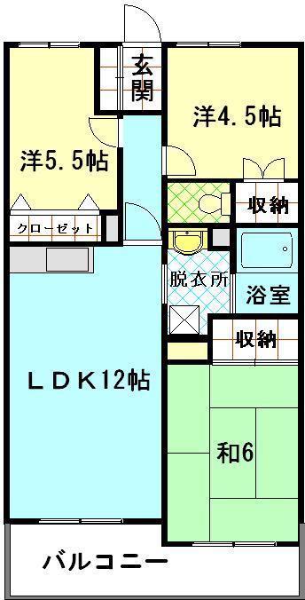 ラポール青山(3LDK/1階)の間取り写真