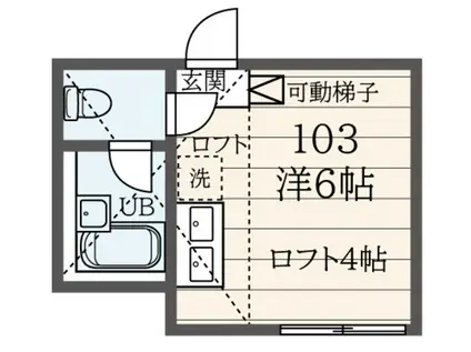ユナイト川崎レイモンドの杜(ワンルーム/1階)の間取り写真