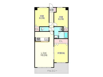 コスモ東石切さくら坂(3LDK/3階)の間取り写真