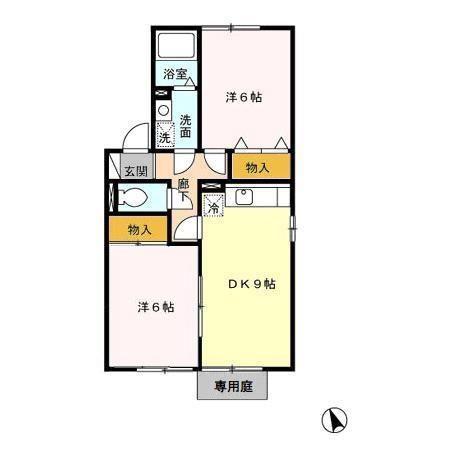 セジュールオリカンA棟(2DK/1階)の間取り写真