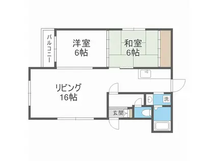 梨乃ハイツ(2LDK/2階)の間取り写真