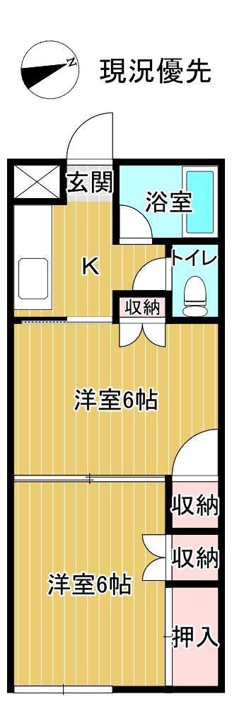 アーバンコアII(2K/2階)の間取り写真