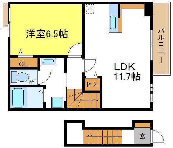 オランジュ(1LDK/2階)の間取り写真