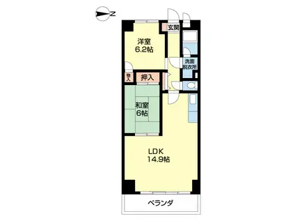 ザ・キャナル(2LDK/4階)の間取り写真