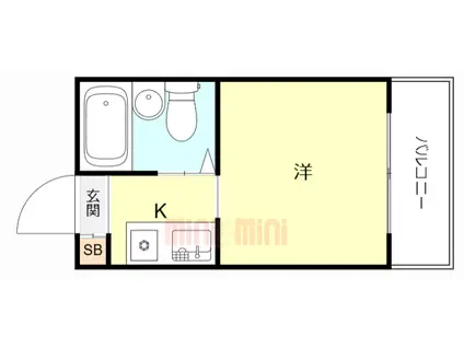 ロイヤルプラザ西宮(ワンルーム/1階)の間取り写真