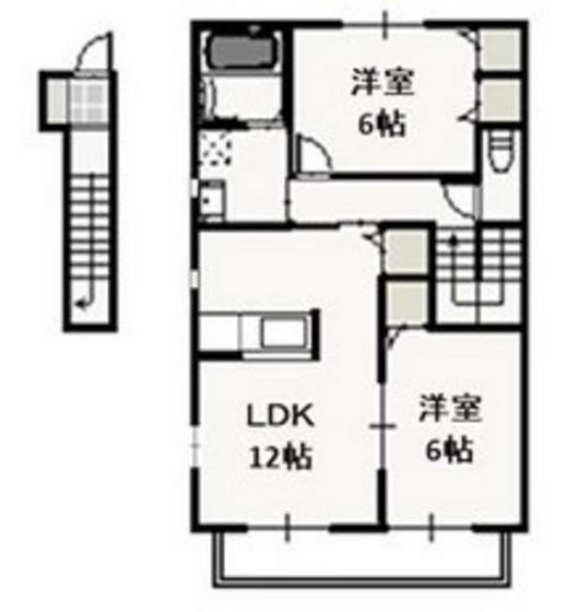 シャルマンII(2LDK/2階)の間取り写真