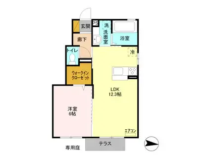 ヴィクトワールII A(1LDK/1階)の間取り写真