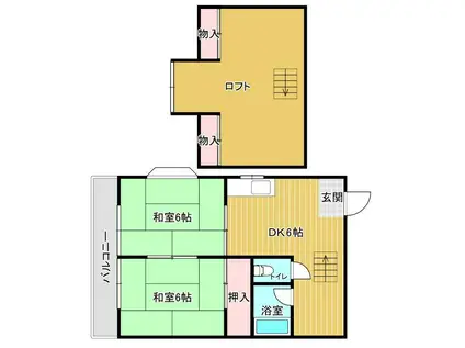 山本マンション(2DK/2階)の間取り写真