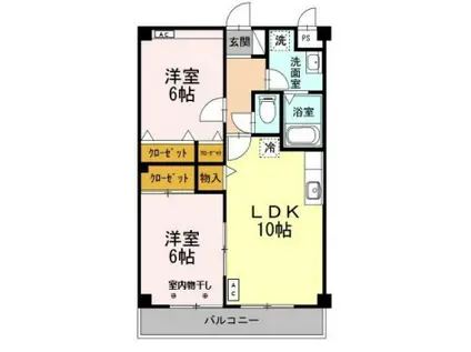 マンション紫雲(2LDK/1階)の間取り写真