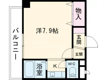 西本丸の内マンション(1K/3階)の間取り写真