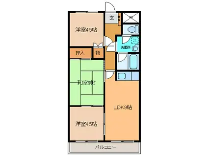 ライフマンション(3DK/3階)の間取り写真