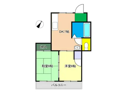 ピープルハウス I(2DK/2階)の間取り写真