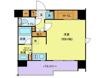 ジェノヴィア水天宮前スカイガーデン(ワンルーム/3階)の間取り写真