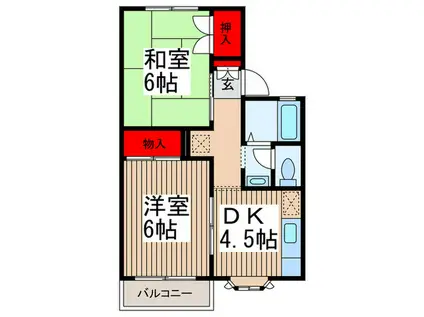 ハイツベルク(2DK/2階)の間取り写真