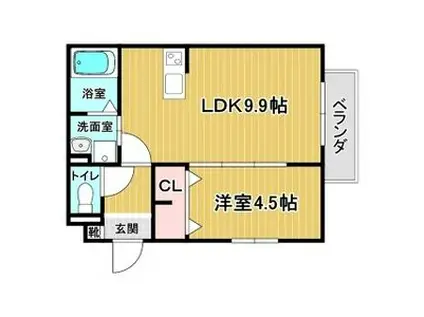 リアコート吹田泉町(1LDK/3階)の間取り写真