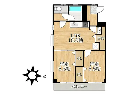 シャンテマキ(2LDK/2階)の間取り写真