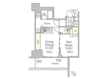 メゾンカルム日本橋馬喰町(1LDK/8階)の間取り写真