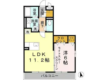 サウスメゾンひまわり(1LDK/1階)の間取り写真