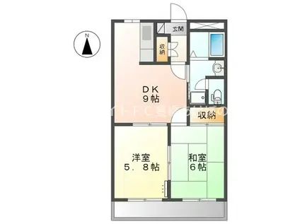 レッドウィング(2DK/1階)の間取り写真