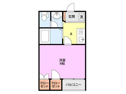 上所グリーンタウンC棟(1K/2階)の間取り写真