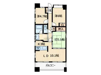 ネクス川口(3LDK/3階)の間取り写真