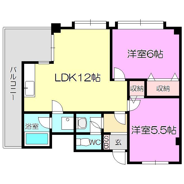 メゾン豊新(2LDK/9階)の間取り写真