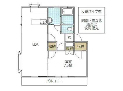 ホワイトコート III(1LDK/1階)の間取り写真
