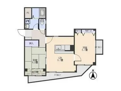 CASAフェリス(2DK/1階)の間取り写真