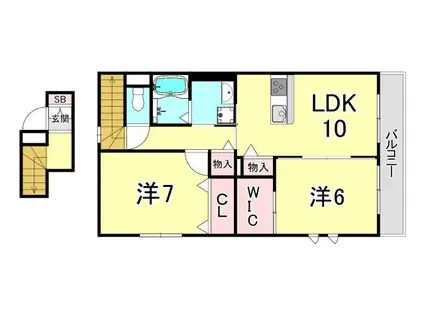 ダンデライオン門戸I(2LDK/2階)の間取り写真