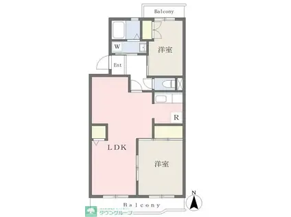 明昭ハイツ(2LDK/1階)の間取り写真