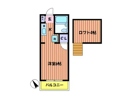 ブランドール立川(1K/2階)の間取り写真