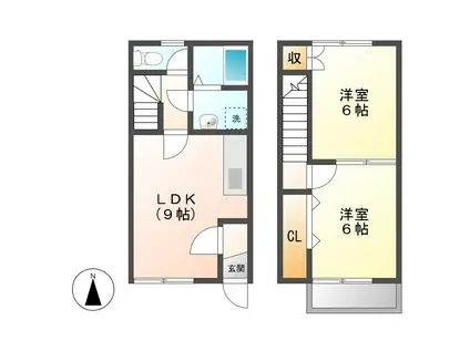 テラスハウスASANO(2LDK/1階)の間取り写真