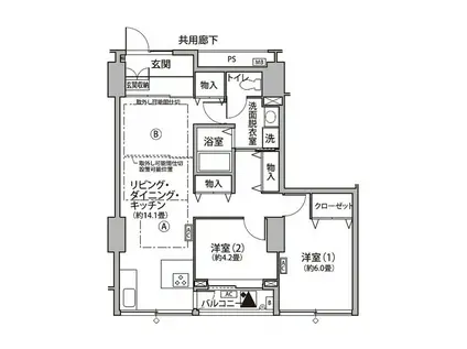 東雲キャナルコートCODAN11号棟(2LDK/3階)の間取り写真
