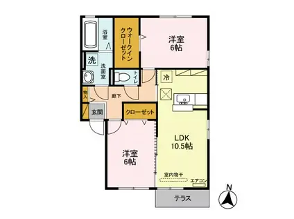 フェリーチェ B(2LDK/1階)の間取り写真