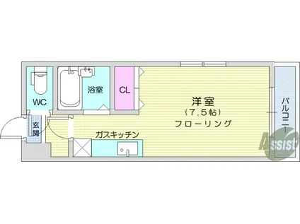 アイショウプラザ旭ヶ丘1(ワンルーム/1階)の間取り写真