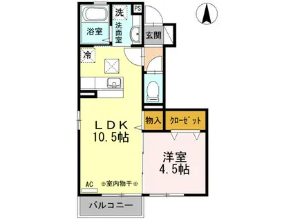 セジュール A(1LDK/1階)の間取り写真