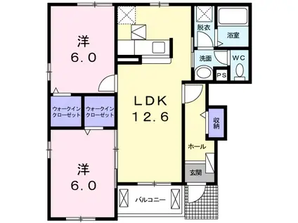 アドマーニ(2LDK/1階)の間取り写真