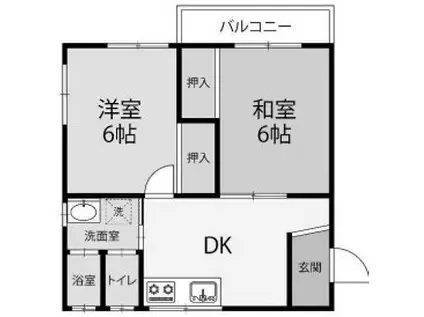 ユーハウス(2DK/2階)の間取り写真